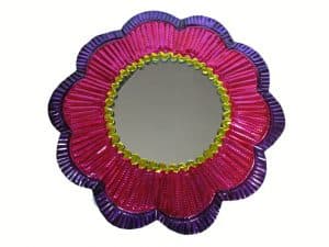 Pink Frame with Mirror, Tin Wall Decor, 9-inch