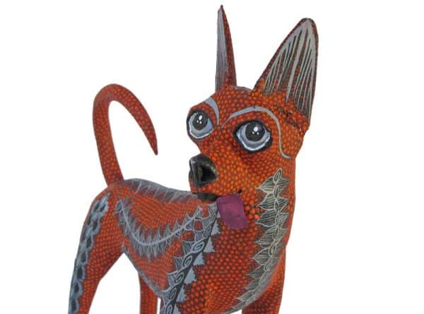 Red Dingo, Wood Carved Animal by Tribus Mixes, 7-inch long