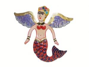 Mermaid Angel Ornament, red fin