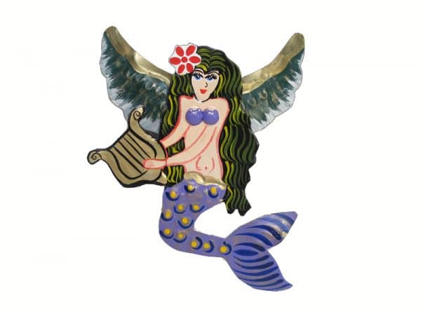 Tin Mermaid-Angel, with harp