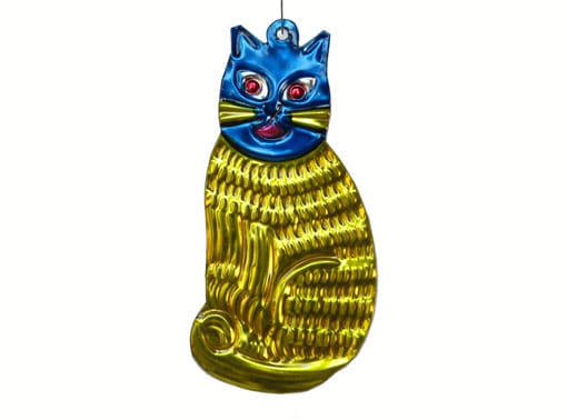 Cat, yellow, Mexican tin ornament