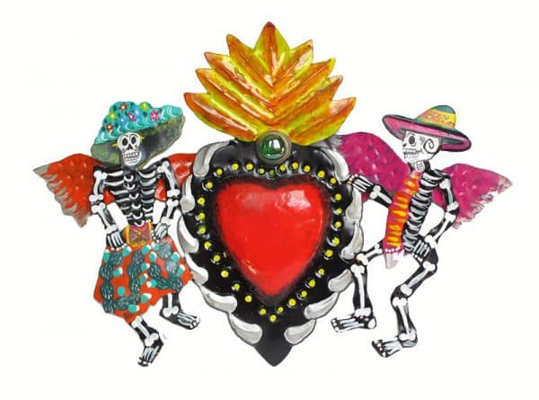 Heart with Skeleton Angels Plaque