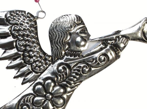 Embossed Angel Ornament, detail view