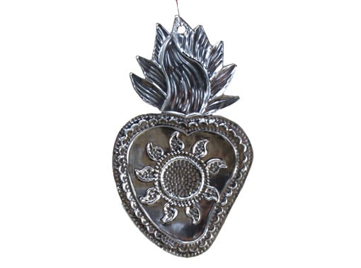 Flaming Heart with Sunflower Ornament, back