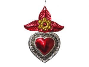 Heart with Red Leaves ornament, 6-inch