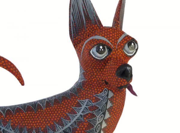Red Dingo, Wood Carved Animal by Tribus Mixes, face detail