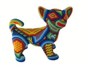 Chihuahua, Huichol Art Figurine, 8-inch long