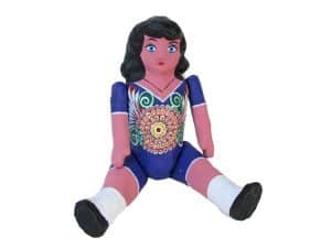 Muñeca Doll, paper mache art, purple, 12-inch