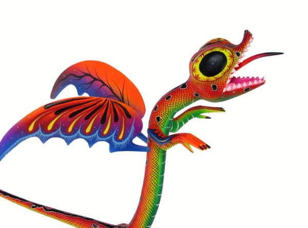 Coatlique Dragon, Oaxaca Alebrije by Blas family, 11-inch tall
