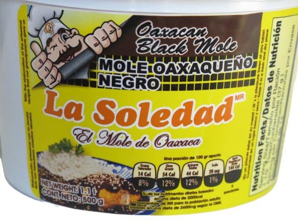 Mexican Mole Negro Paste, La Soledad brand from Oaxaca, 17 oz. container