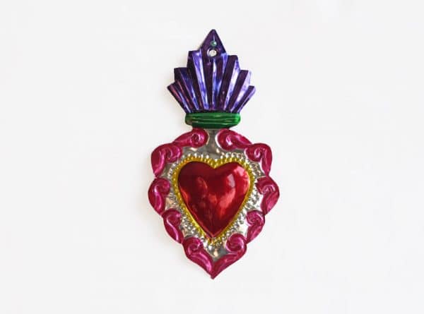 Heart With Purple Flame Ornament 6-inches