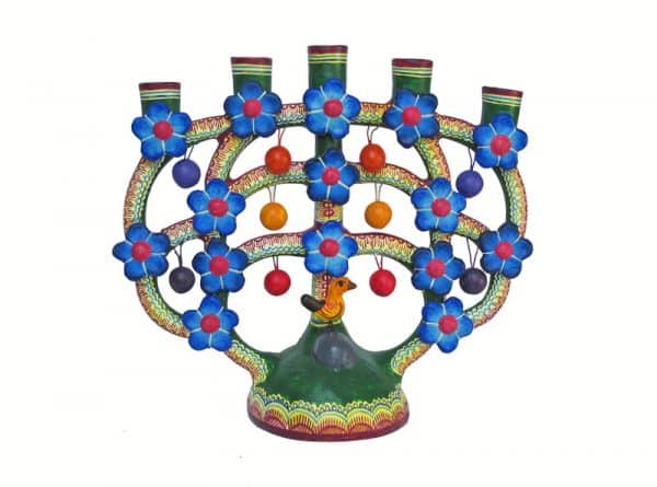 Candelabra with Blue Flowers