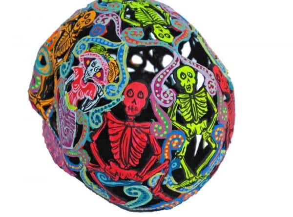 Skull, Paper Maché Art, 7-inch, catrinas