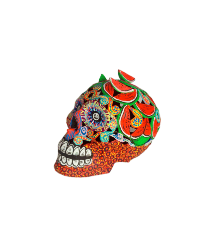 Skull With Watermelon Motif, Left Side View