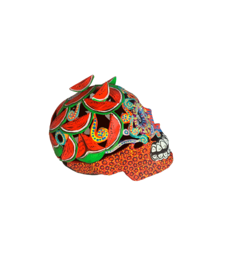 Skull With Watermelon Motif, Right Side View