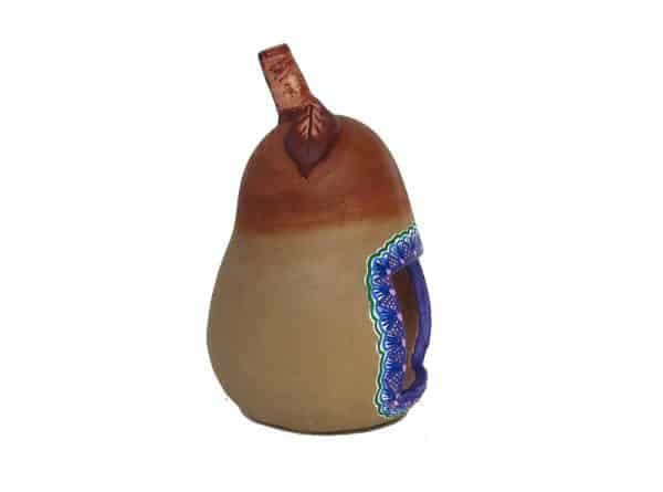 Nativity Pear, brown, Mexican Pottery, side view