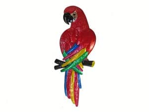 Red Parrot, 3D tin wall decor, 18-inch