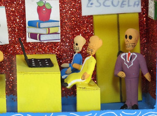Skeletons in Classroom Diorama, detail view