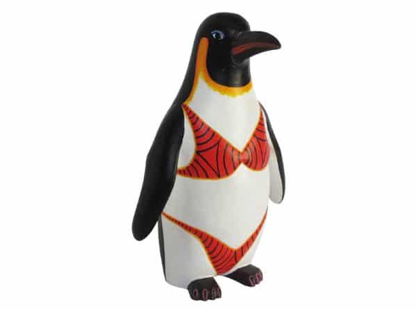 Penguin in Bikini, Oaxacan Wood Carving, front view