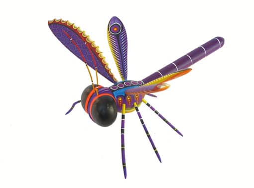 Dragonfly Alebrije by Blas family, 11-inch long, purple, left side view