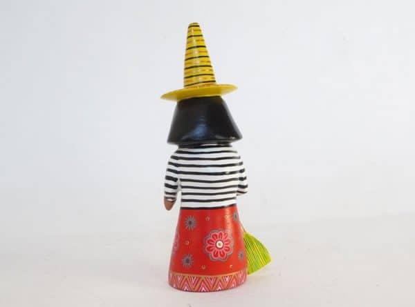 Witch with Red Dress, Oaxacan Carving by Xuana, 6-inch