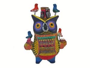 Owl Candlestick, purple face, 6-inch