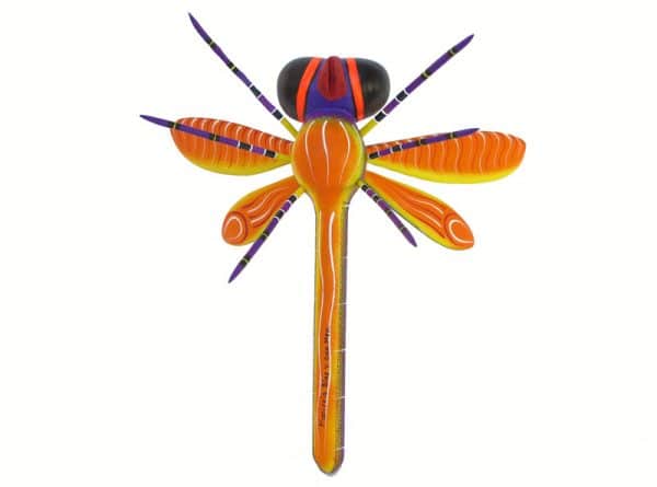 Dragonfly Alebrije by Blas family, orange, 11-inch long, top view