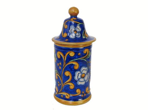 Blue Covered Jar, by Mayólica Santa Rosa pottery, blue