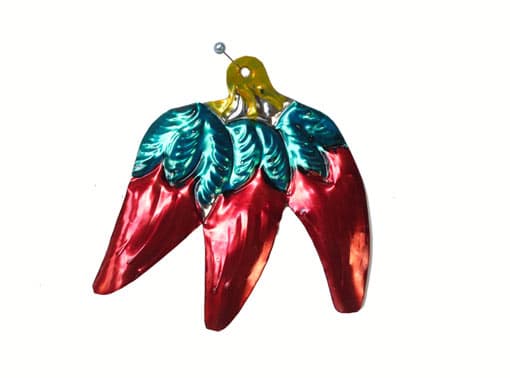 Chili Peppers Cluster, Mexican tin ornament
