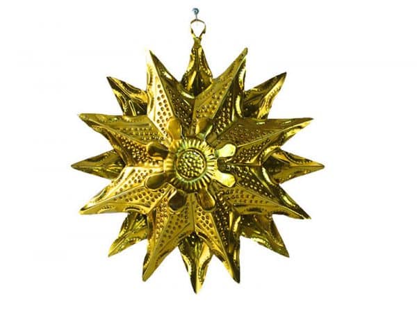 Yellow Star Ornament, 6-inch with 16 points
