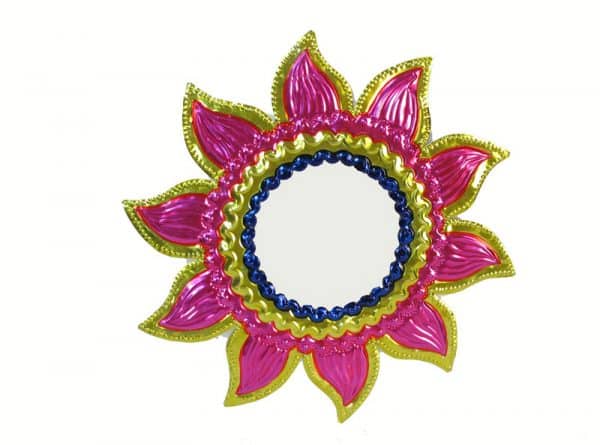 Pink And Yellow Sunflower Mirror