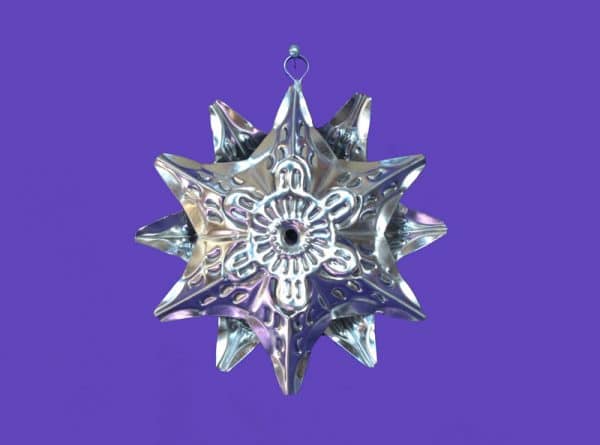 Silver Star Ornament, unpainted, 4-inch with 12 star points