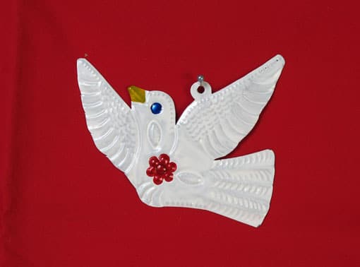 Dove, Mexican tin figure, white
