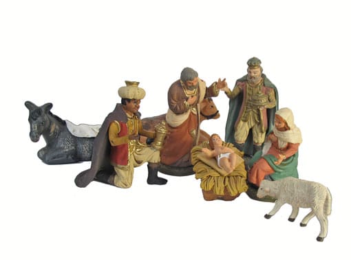 Nativity Set, Neapolitan Pastori, 9 pieces, 12 cm. tall (4.5-inch)