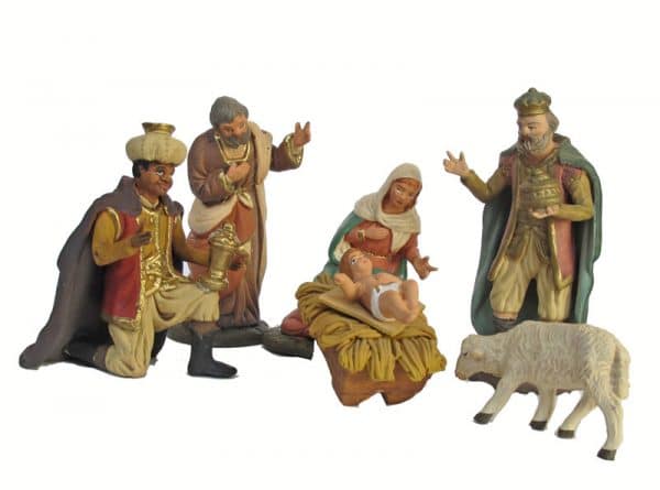 Nativity Set, Neapolitan Pastori, 9 pieces, 12 cm. tall (4.5-inch), detail view