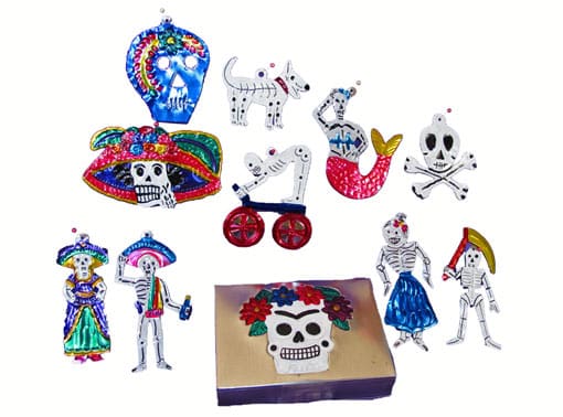 A Day of Dead Collection, 10 handmade tin ornaments in box