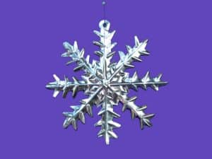 Silver Snowflake Ornament, silver color, Mexican tin ornament, 4-inch