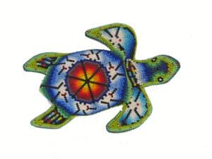Turtle #2, Huichol Art Beaded Figurine