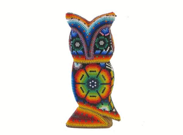 Owl, Huichol Art Figurine, 6-inch tall