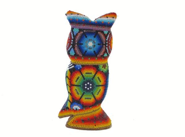 Owl, Huichol Art Figurine, 6-inch tall