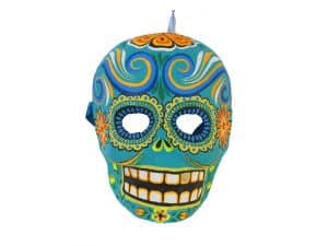 Skull Mask, Paper Maché Wall Art, turquoise, 8-inch