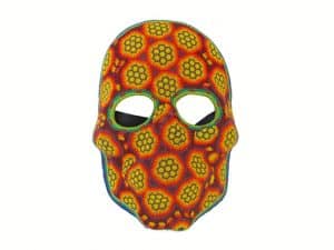 Huichol Mask, Beaded Face Mask #1, orange, 10-inch tall