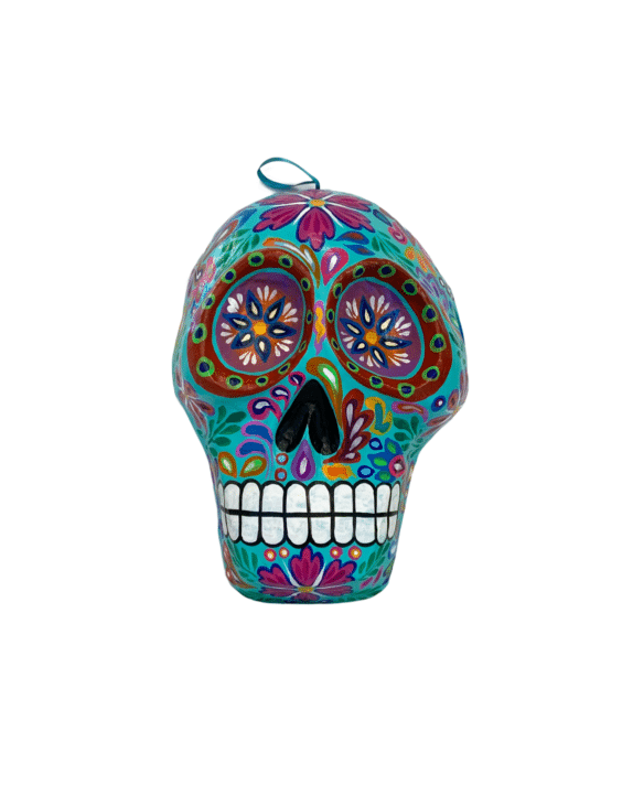 Turquoise Skull Mask 14 inches Front