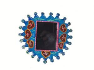 Mexican Tin Nicho, Blue Heart, Empty Frame - Decorate with your own keepsakes
