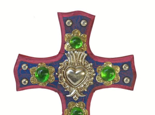 Cross with Green Gems Detail