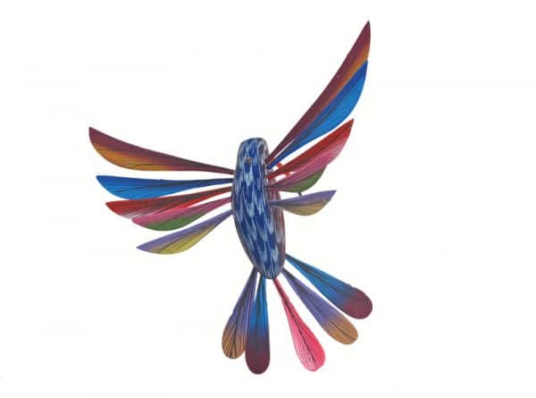 Multicolored Hummingbird, Oaxacan Wood Carving, top view