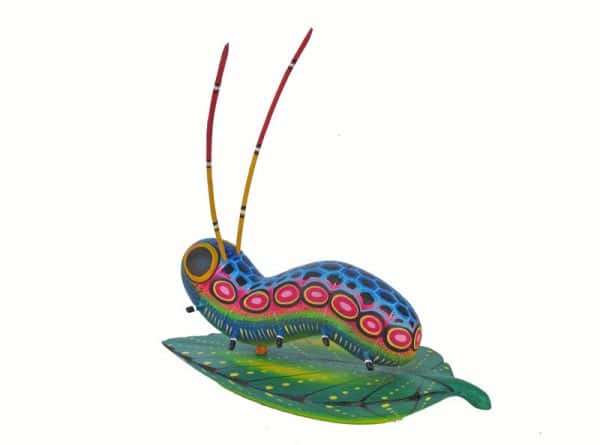 Caterpillar On A Leaf, Oaxacan Wood Carving, 7-inch long, left view