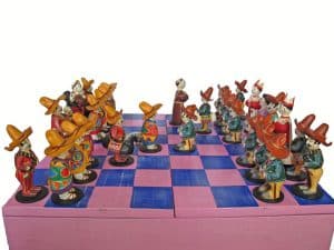CHESS SET Mexican Theme, Paper Maché Figures, Super-Size, Handcrafted in Mexico