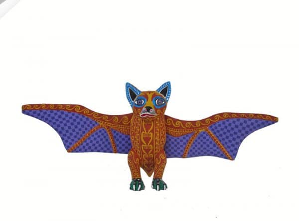 Bat Figurine In Brown And Purple, front view