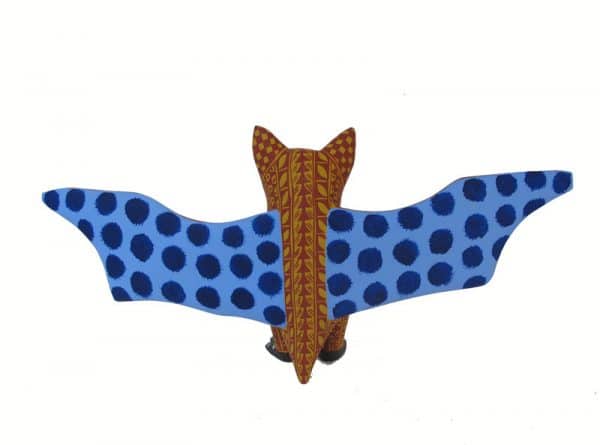 Bat Figurine In Brown And Purple, back view